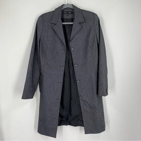 Women Gray Trench Coat with Notched Lapel and Tailored Fit size 12 - Picture 1 of 3